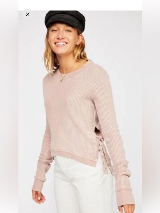 Fp One Sweaters - Free People (FP one) Side Lace-Up Ribbed Crewneck Sweater/Sweatshirt